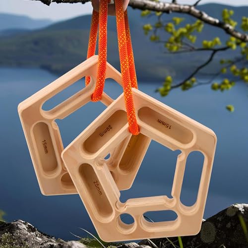 2-Pack Wooden Hangboard for Climbing – Versatile Hung Climbing Holds for Grip Strength,Pull-Ups Bouldering – Portable Climbing Trainer