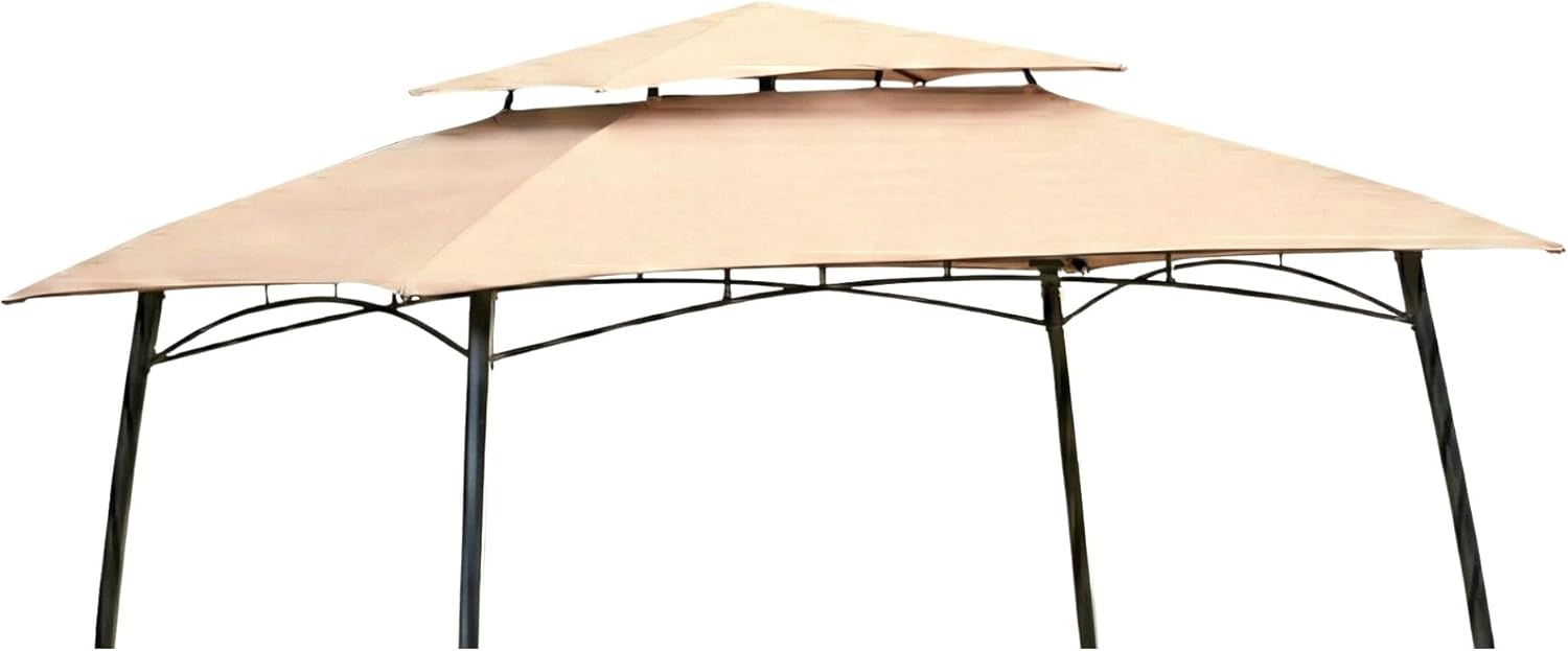 Garden Winds Reinforced RipLock 350 Replacement Canopy Top Cover Compatible with Curved Leg Dome 8' x 5' Grill Gazebo Model 8798308 - Beige