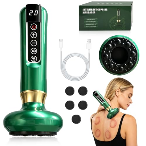 TZEKING Massaggiatore Elettrico a Coppettazione,4 Modalità Apparecchio di Gua Sha,Raschietto elettrico,Massaggio corpo Intero,Coppettazione
