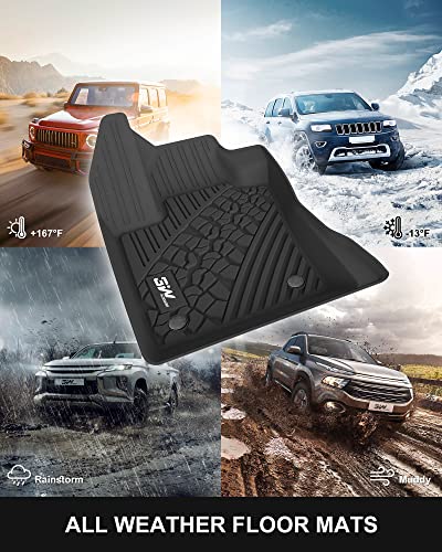 3W Floor Mats Compatible For Jeep Compass 2017-2023 Tpe All Weather Custom Fit First And Second Rows Full Set Car Mats - Black #TOP6