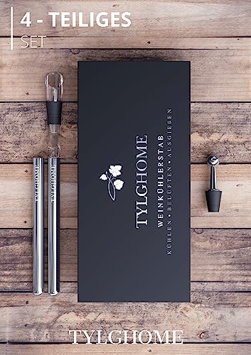 Foto von TYLGHOME Weinkühler Set, Weinkühlstab Edelstahl + Dekantier-Belüfter + Ausgießer, Wein Geschenk Set Frauen Männer + hochwertige Geschenkverpackung (2xStab 1xAusgießer)