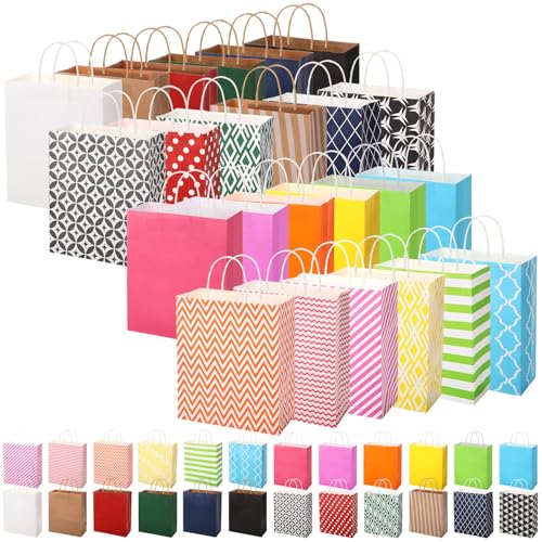 Kolldenn 24 Pcs Paper Gift Bag Assortment 12' Large Assorted Gift Bags Bulk Variety Pack Gift Bags with Handles for Valentine Birthday Chriatmas Shopping Father's Day Holidays and More