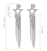 Women’s Tassel Earrings Star Ear Stud Pave Crystal Dangle Earrings Boho Waterfall Beaded Fringe Drop Earring (silver) #3