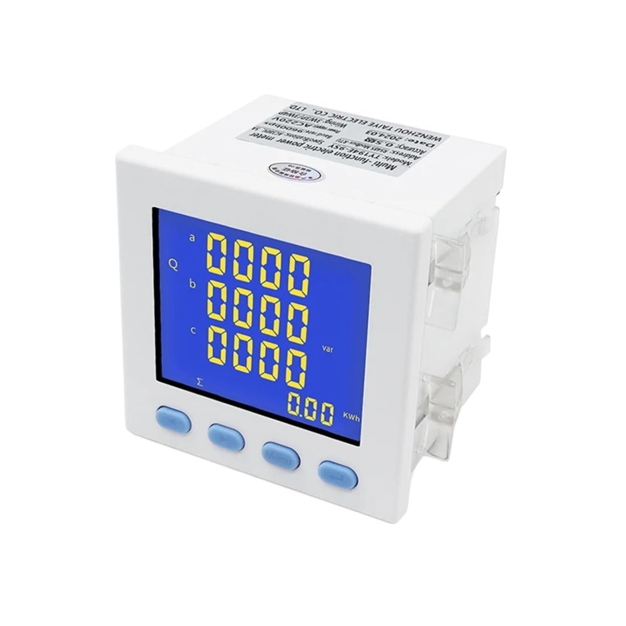 LCD Three Phase Panel Meter V A Hz cos kWh Electricity Meter Multi Function Watt Hour 5A Ampere Volt Power Factor Meter(White)