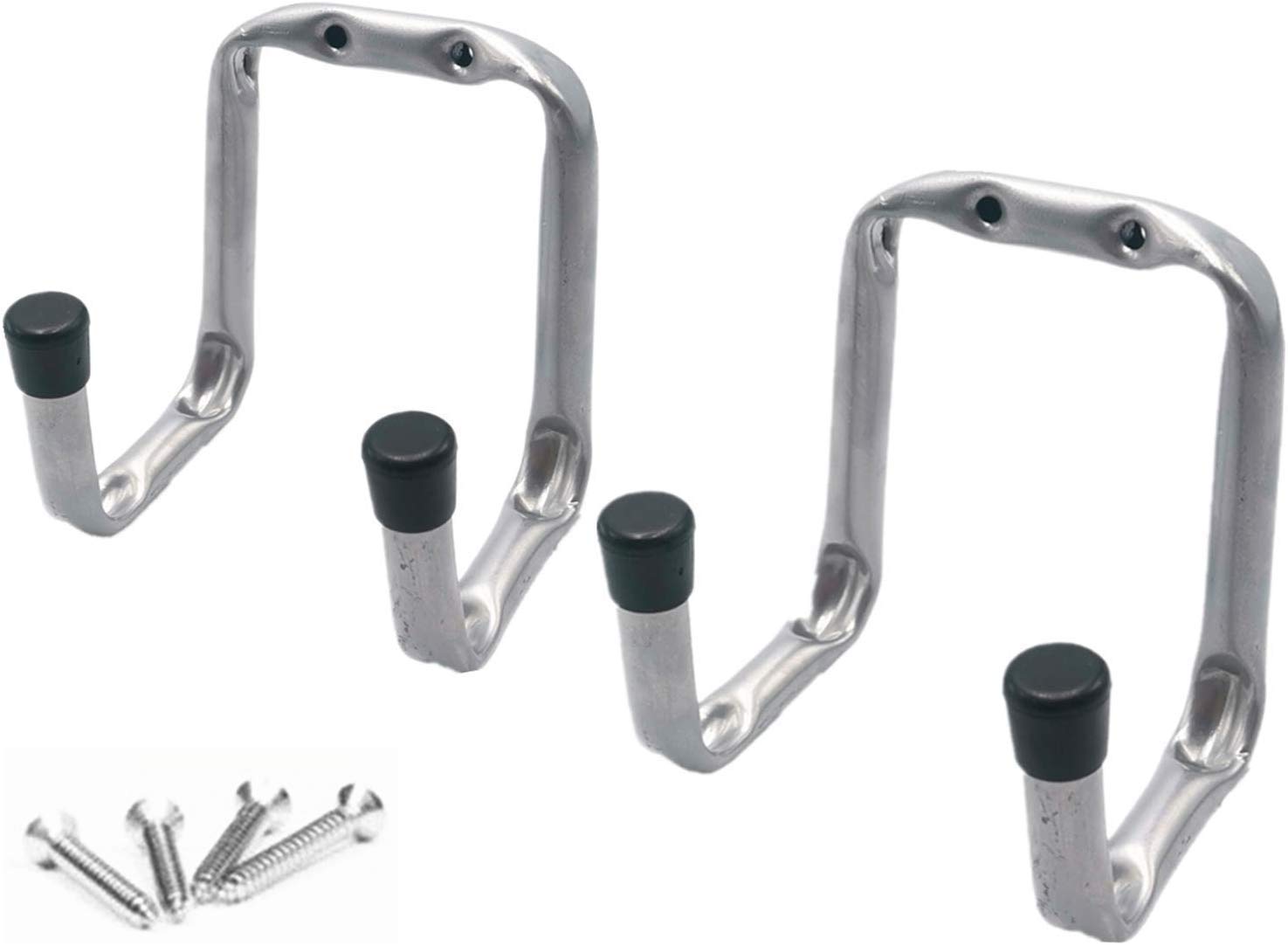 MENG ZHI AO2 PCS Heavy Duty Utility Hook with Double Head Garage Storage Hanger Wall Mount Storage Holder Hanging Organizer Perfect for Ladders Folding Chairs Surf Boards Fishing Poles Garden Tools