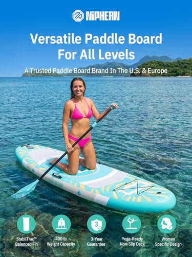 Image of Niphean 10' Inflatable Paddle Board, Ultra-Light SUP for Beginners | Versatile Yoga Paddle Board with Durable SUP Accessories, 400lbs Capacity, Stand Up Paddle Boards for Adults & Youth