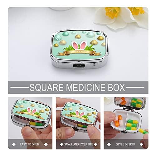 Boîte de médecine 2 compartiments design œuf de lapin de Pâques portable - 5