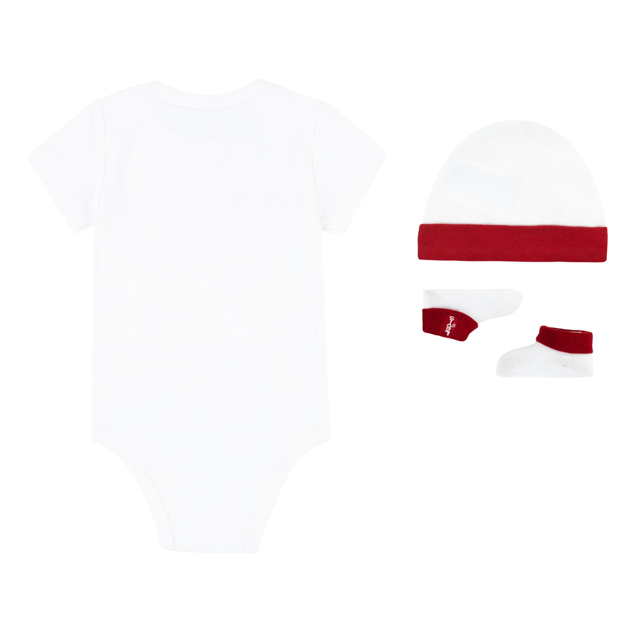 Levi's Classic Batwing Infant Hat Bodysuit Bootie Set 3pc Tutina per Bambino e Neonato Unisex-Bimbi
