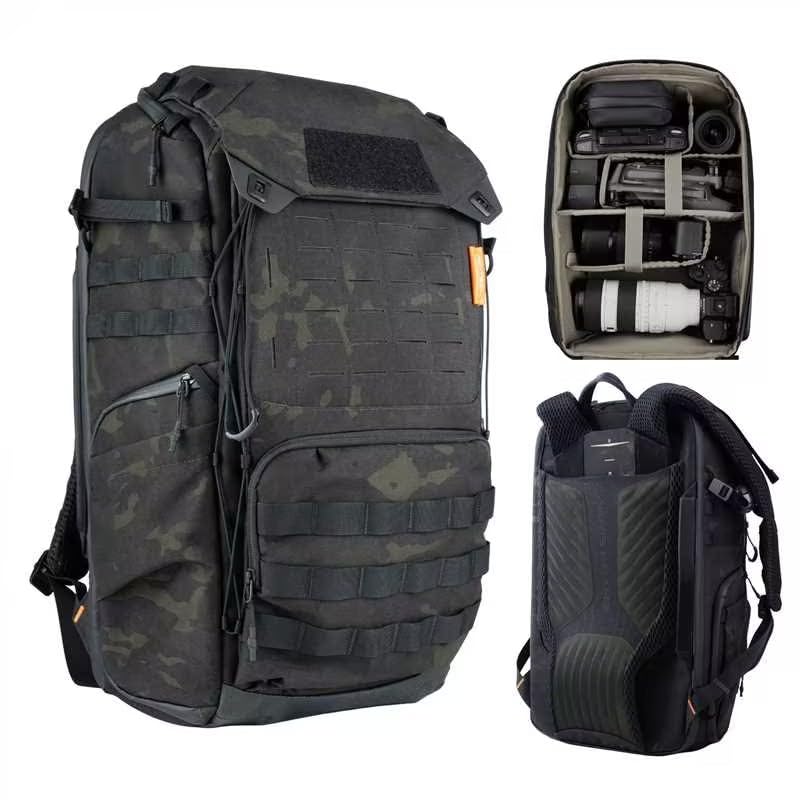 PGYTECH OneMo TAC 25L Tactical Camera Backpack Waterproof DSLR/SLR/Mirrorless Photography Camera Bag with 15.6 Laptop Sleeve Tripod Holder & Rain Cover (Dark Night camo)