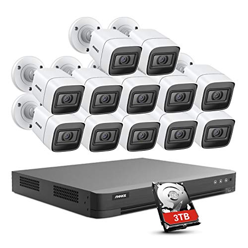 ANNKE 4K Ultra Security Camera System 16 Channel DVR Recorder with 12pcs 8MP 4K Wired CCTV Cameras, 3TB HDD Pre-Installed, 100ft EXIR Night Vision, Motion Detection & Remote Access