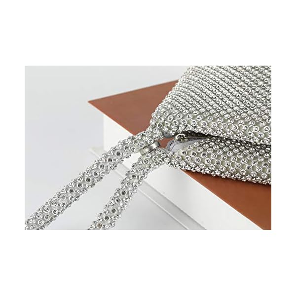Vgift Upgraded Medium Rhinestone Wrist Purse, Women Bling Evening Bag Sparkly Clutch for Prom Night Out Cocktail - Image 3