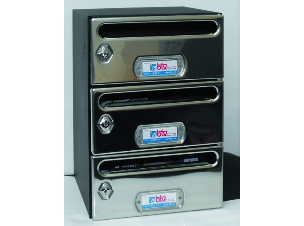 Btv M55247 - Buzon interior grupo de 3 unidades mercurio inox