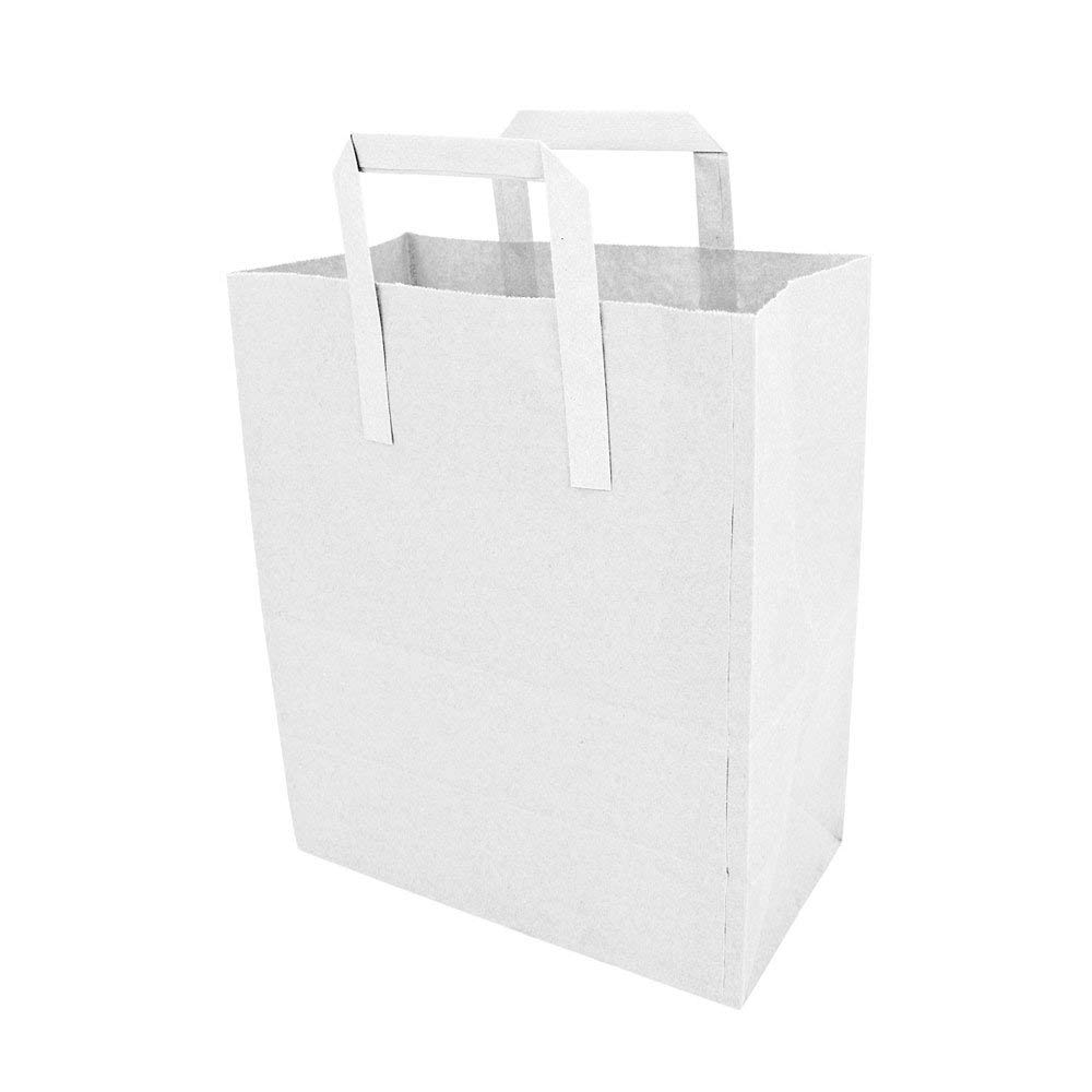 Buy White Paper Tape Handle Carrier Bags Large (10in x 12in x 5.5in