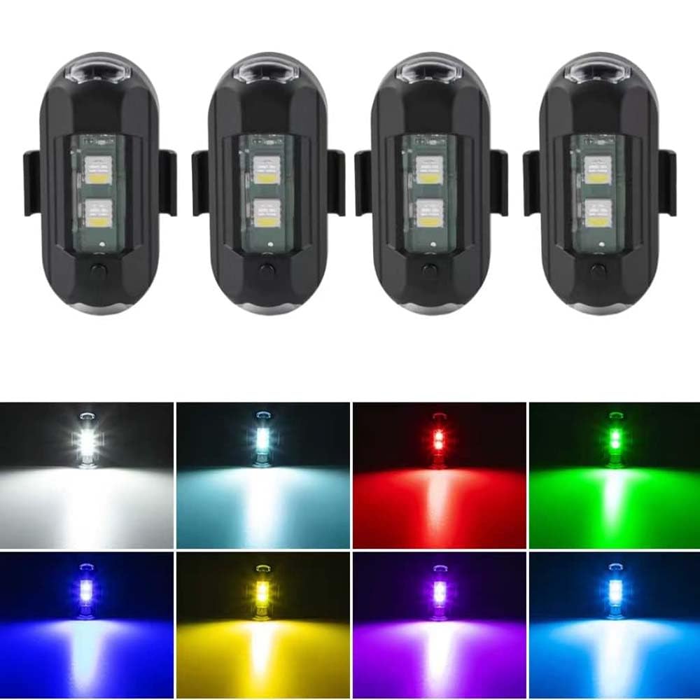 10 Piezas De Luces De Bicicleta Eléctrica Luces Traseras De Bicicleta De Montaña Luces De Advertencia Intermitentes Luces De Motocicleta De Siete Colores Luces De Avión Modificadas