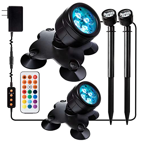 Tophort Submersible Led Pool Lights, 360° Adjustable Fountain Lights, Ip68 Waterproof Low Voltage Landscape Lights For Yard Garden Pool Pond Fountain Waterfall #TOP23