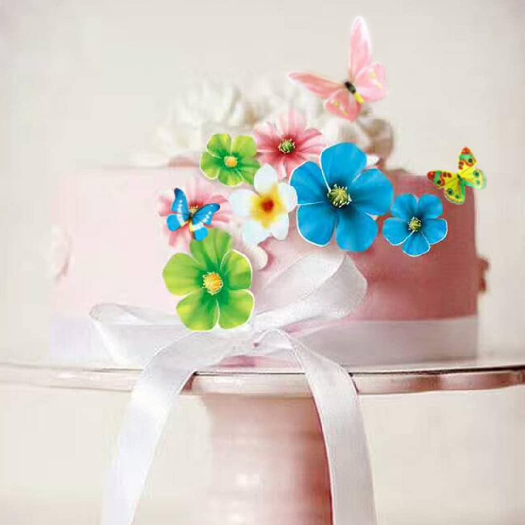 Arthsdite Decorazione per torta di buon compleanno con margherite, decorazione per torta di fiori rosa Dasiy, forniture per feste di compleanno con crisantemo estivo, decorazioni per feste a tema