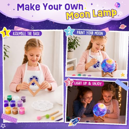 Miniatura 4 de Diy-Laoese Kit De Pintura Lámpara, Luz Nocturna De Luna 3d Espacial, Arte Kits De Manualidades Niñas, Juegos Y Juguetes De Pintura Para Niños 6-12, Regalo Cumpleaños Para Niñas 6 7 8 9 10 11 12 Años