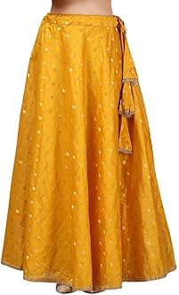 Women's Polyester Readymade Chanderi Silk Long Skirt Lahenga
