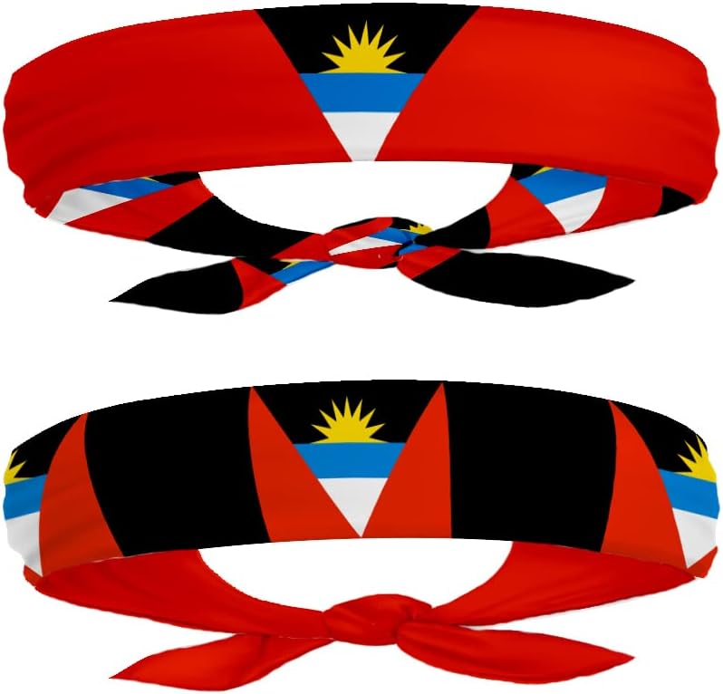 Antigua Flag Headband for Carnival, Fitness | Mens Womens Double-Sided Tieback Bandana Sweatband Thigh Leg Garter | One Headband