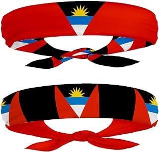Antigua Flag Headband for Carnival, Fitness | Mens Womens Double-Sided Tieback Bandana Sweatband Thigh Leg Garter | One Headband