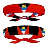 Antigua Flag Headband for Carnival, Fitness | Mens Womens Double-Sided Tieback Bandana Sweatband Thigh Leg Garter | One Headband