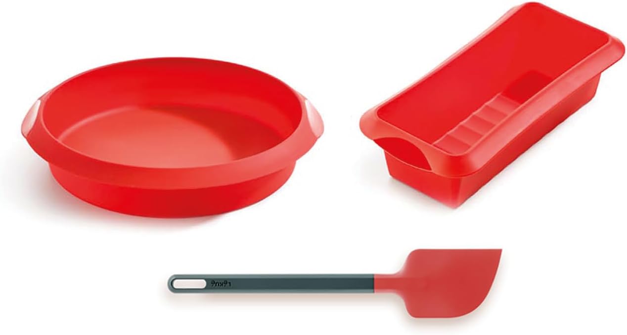 Lekue Starter Kit Baking Essential Moulds, 24cm, Red