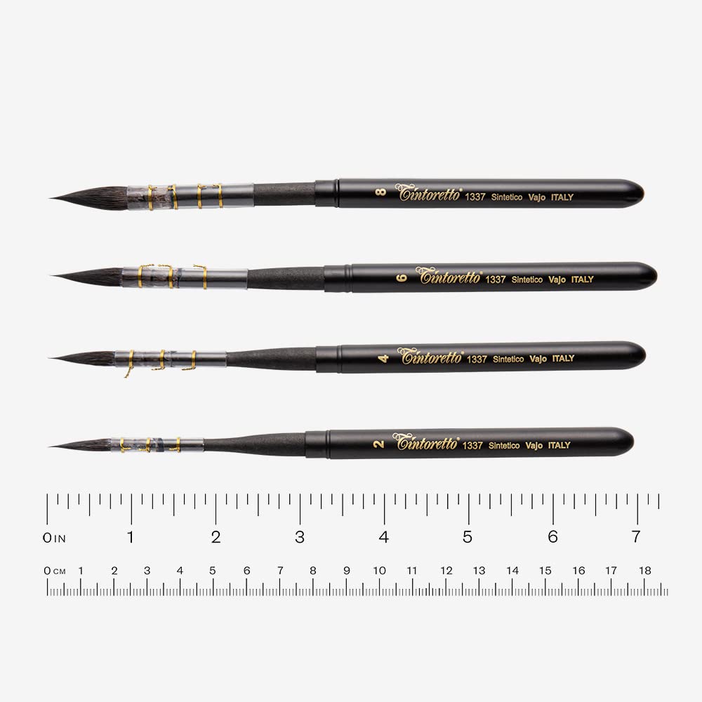 Pinceau à aquarelle synthétique rétractable Tintoretto Feltracco série 1337 rond taille 2
