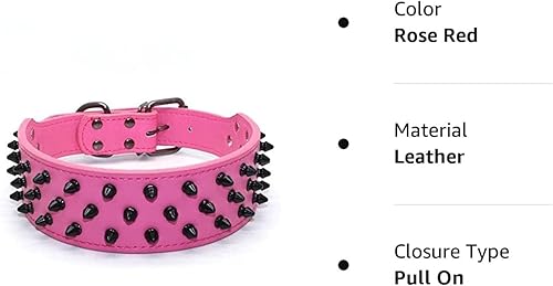 Miniatura 5 de Dogs Kingdom Collar de cuero negro de perro collar tachonado y con puas 2 pulgadas de ancho 31 puas 52 tachas para Pit Bull y Boxer L Negro