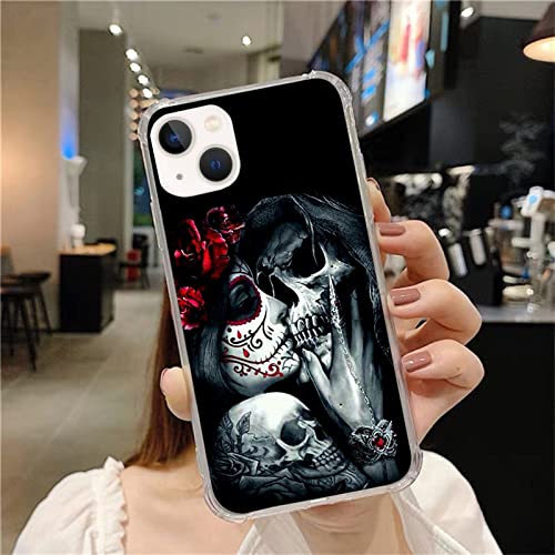 Qimulgociz Kiss Skull Phone Case for iPhone 13, Sugar Skull Girl Cool Skeleton Case for Girls Women Men, Unique Trendy TPU Bumper Cover Case for iPhone 13 by Qimulgociz - Used condition - Image 2
