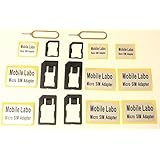 Mobile Labo 【Amazon即日出荷】黒【iPhone6 6PLUS 5s 5c 5G 〓純正】ドコモ〓foma対応 落下防止機能付nano SIM micro sim変換アダプタｰとSIMピンの4点セット For iPhone6 6PLUS 5 4S 4 nano sim→SIMカード or ぴったりフィットする落下防止機能付 nano sim→micro sim +MicroSIM→SIMカードアダプター(黒)とSIMピンの4点セット×2 ｼｰﾙ9枚ｾｯﾄ