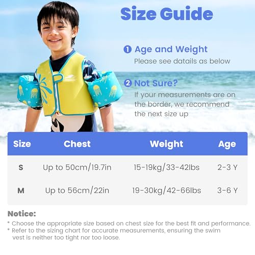 Gogokids Toddler Swim Vest, Toddler Floaties for 33-66 Pounds Kids, Comfortable Wear Kids Swim Jacket with Water Wings for 2 3 4 5 6 Years Old Boys and Girls Learn to Swim