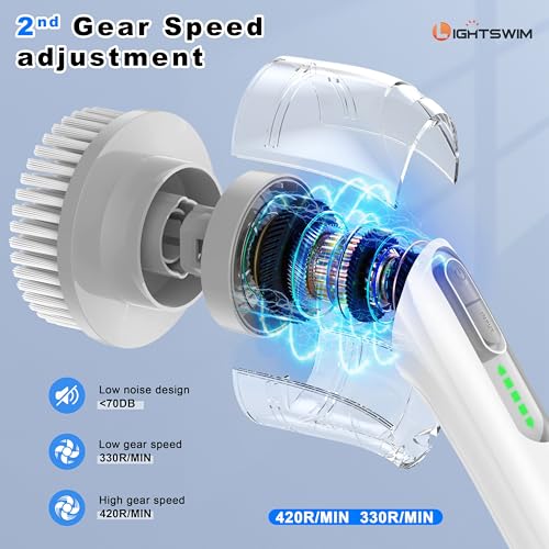 Electric Spin Scrubber, Upgrade 7 in 1 Electric Cleaning Brush,420RPM Powerful Cleaning, 1.5H Bathroom Scrubber Dual Speed with Extension Arm for Kitchen, Car, Tile, Wall, Floor, Shower - Image 5