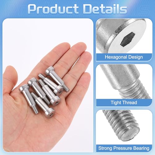 QUARKZMAN 6 Stück 304 Edelstahl Schulterbolzen 8mm Schulterdurchmesser 20mm Schulterlänge M6 Gewinde Sechskant Schulterbolzen für Textil-, Hydraulik- und Spritzgussmaschinenindustrien