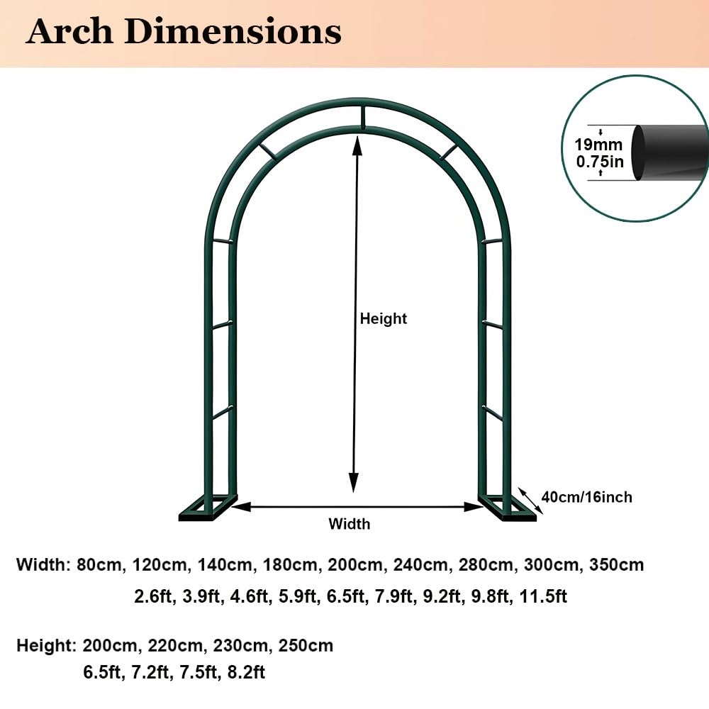 Arco Jardín Metálico, Estable Pérgolas Arch Boda, Soporte Enrejado Plantas Enredaderas Rosas 140 200 230 240cm, Tutor Trepadoras para Jardín Exterior, Fiesta De Bodas Decoracion(Black,W1.4 x H2.30m)
