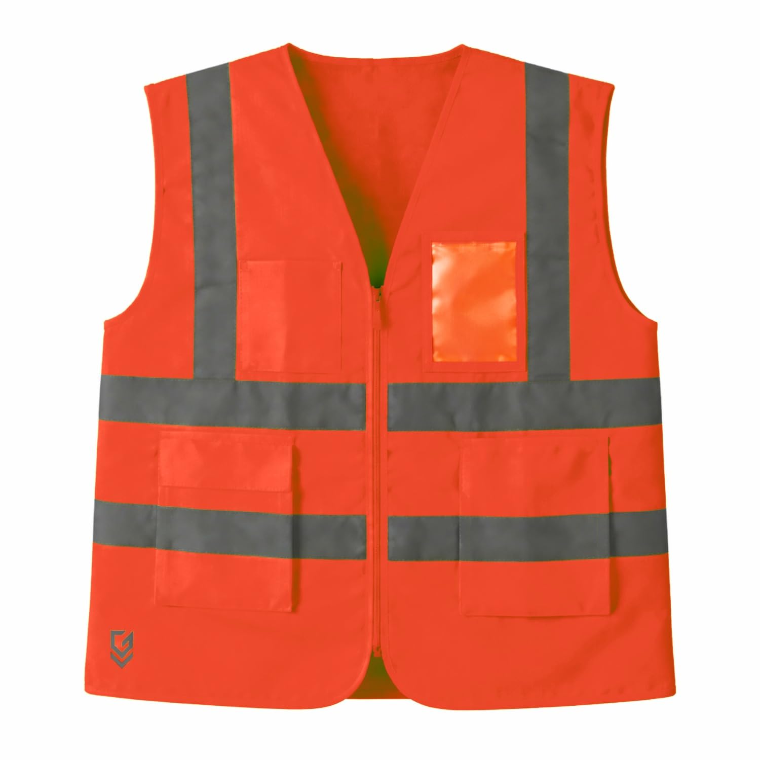 GVT High Visibility Safety Vest with Reflective Strips, Unisex Fluorescent Workwear Jacket for Construction, Road Safety & Night Work, Zip Closure