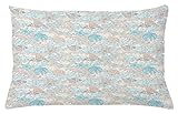 Ambesonne Nautical Throw Pillow Cushion Cover, Pastel Toned Sea Shell Starfish Mollusk Seahorse Coral Reef Motif Design, Decorative Rectangle Accent Pillow Case, 26' X 16', Tan Turquoise White