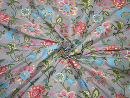 Tissu soie brocart bleu glacier pour robe de mariée et tenue de soirée BRO722 111cm