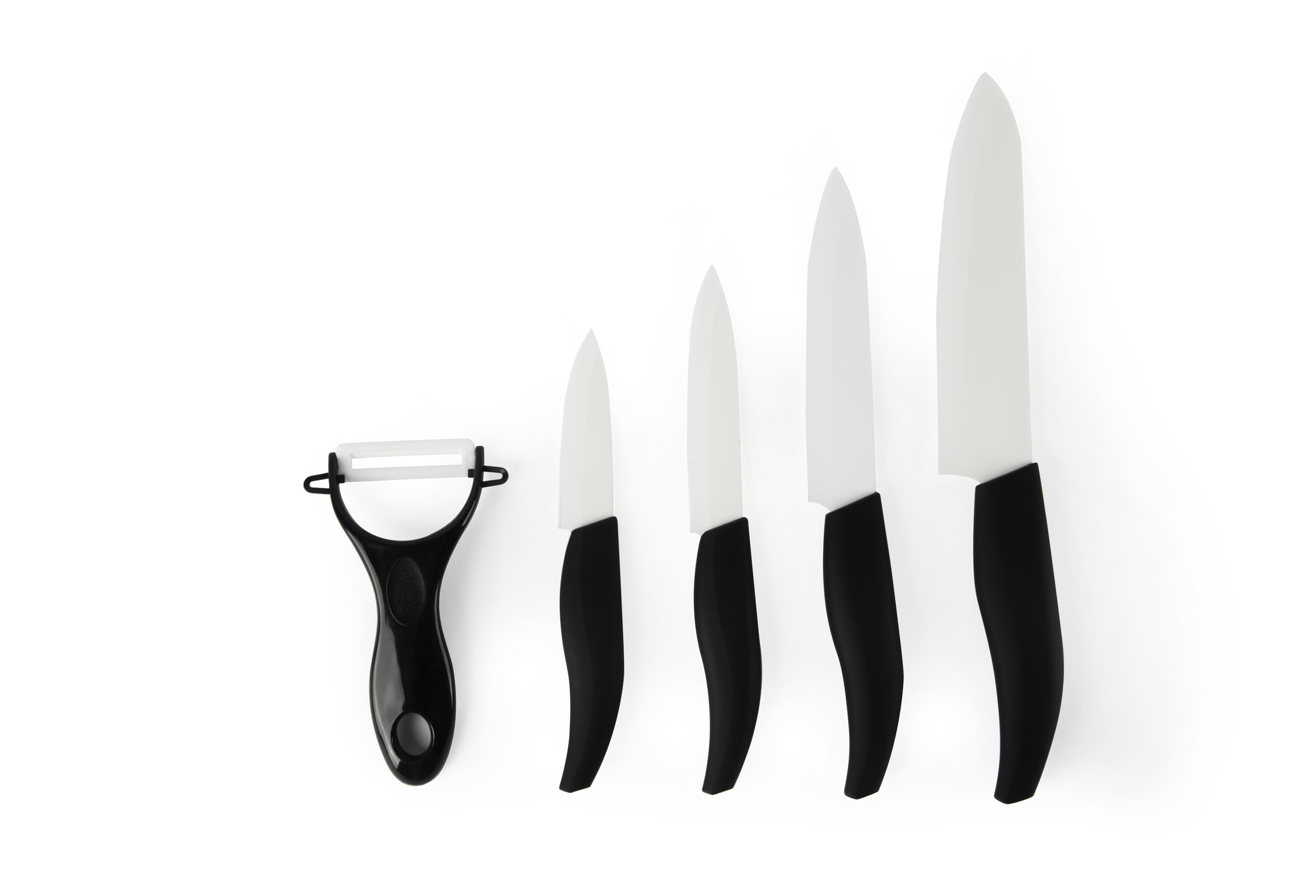 Excelsa Ceramic Ceppo Coltelli 6 Pezzi, Manico Nero, Lama Bianca in Ceramica