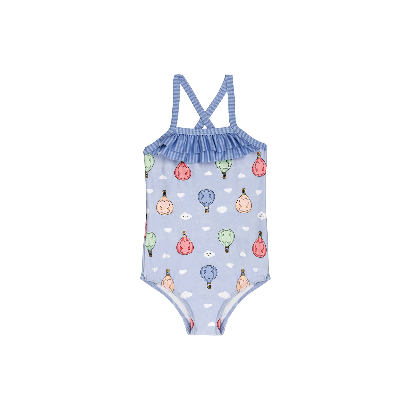 TOUS BABY Bañador Tirante Cruzados de Niña. Estampado Globo. Colores: Rosa y Celeste. (1 Mes - 4 Años)