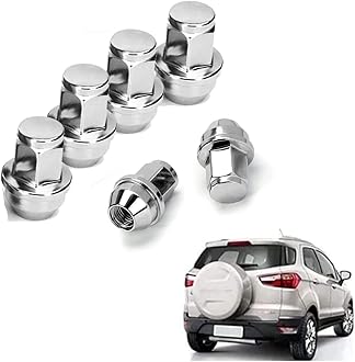 Chrome Plated Stainless Steel Anti-Rust Wheel Nuts Superior Chrome Finish Tensile Tested Compatible with Ford Ecosport, Fiesta, Figo and Endeavour (Pack of 4Pcs)