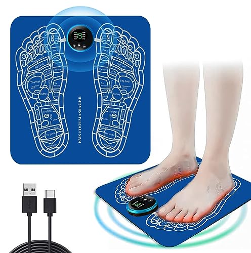 Electronic Feet Massagers for Pain and Circulation,8 Modes 19 Intensities Relax Muscles,USB Rechargeable,Electric Massage Mat,EMS Foot Massager