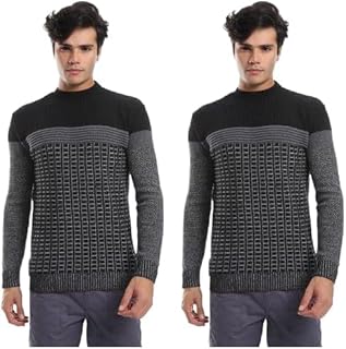 بلوفر صوف للرجال بتصميمات متعددة من سيزر، متعدد الألوان، مقاس لارج L (عبوة من قطعتين)