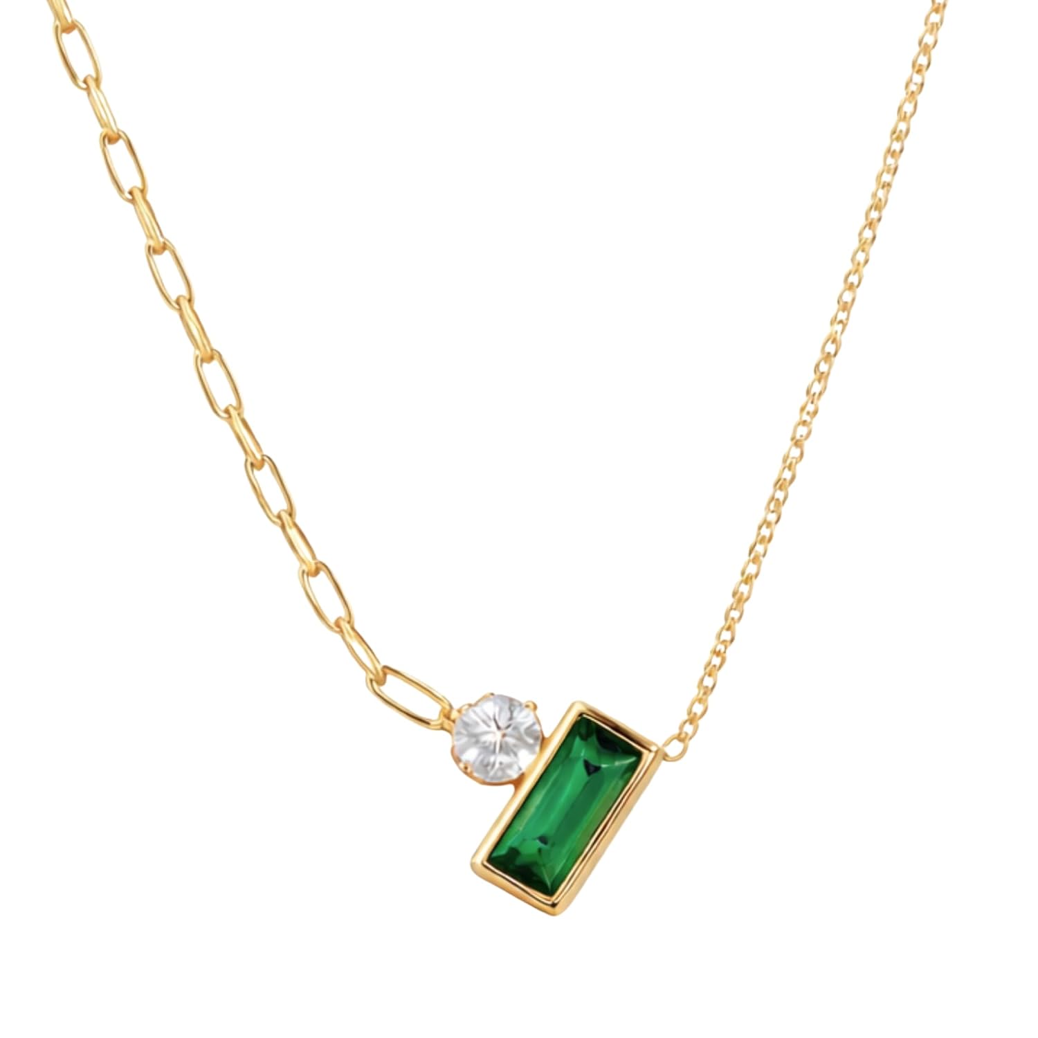 SALVE Dainty Emerald Green Rectangular Stone Pendant Necklace for Women | Aesthetic Jewellery Pendant for Girls, Chain for... - Review, Price and Buying Guide