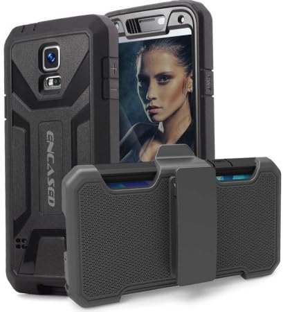 Encased Galaxy S5 Pantera Series Shockproof Case with Built-in Screen Protection & Belt Clip Holster (Black)