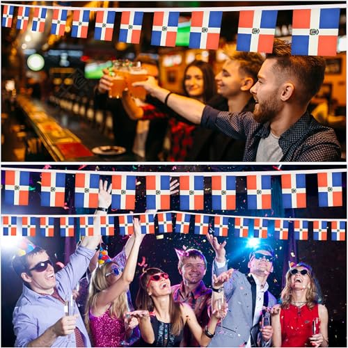 Image of 2 Pack Dominican Republic Flag Banner String Small Mini 66 Feet 60 Pcs Dominicana Hanging Flags Decoration