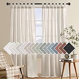 H.VERSAILTEX Tab Top Natural Linen Blended Airy Curtains for Living Room Home Decor Soft Rich Material Light Reducing Bedroom Drape Panels, Set of 2, 52 x 84 -Inch - Natural Pattern