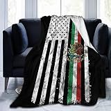 Mexican-American Flag Throw Blanket Soft Cozy Bed Blanket Lightweight Flannel Fleece Blanket for Cha