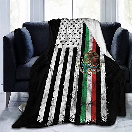 Mexican-American Flag Throw Blanket Soft Cozy Bed Blanket Lightweight Flannel Fleece Blanket For Chair Sofa Car Travel 40X50 In #TOP1