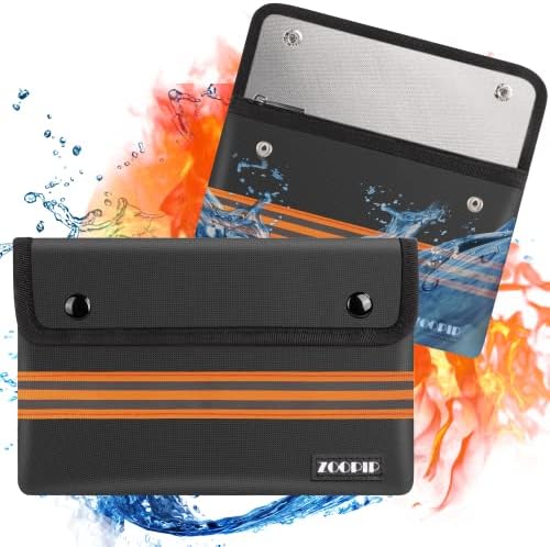 Fireproof Money Bag, 4200°F Heat Insulated Waterproof Bag, (9x6'') 8 Layers of Functional Materials, Reflective Strip for Fast Find, Protect Your Document and Currency, Passport, Valuables (2 Pcs)