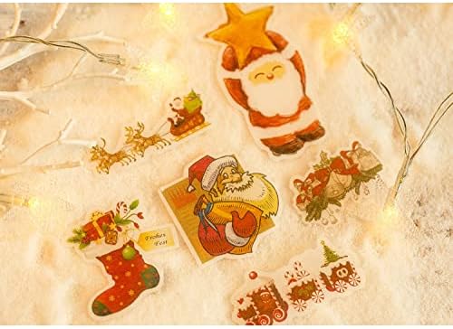Vintage Christmas Stickers Set (4 Packs, 240 Sheets) Aesthetic Santa Christmas Tree Santa Claus Snowflake Scrapbook Stickers, DIY Antique Decorative Stickers for Greeting Card Notebook Gift Wrapping